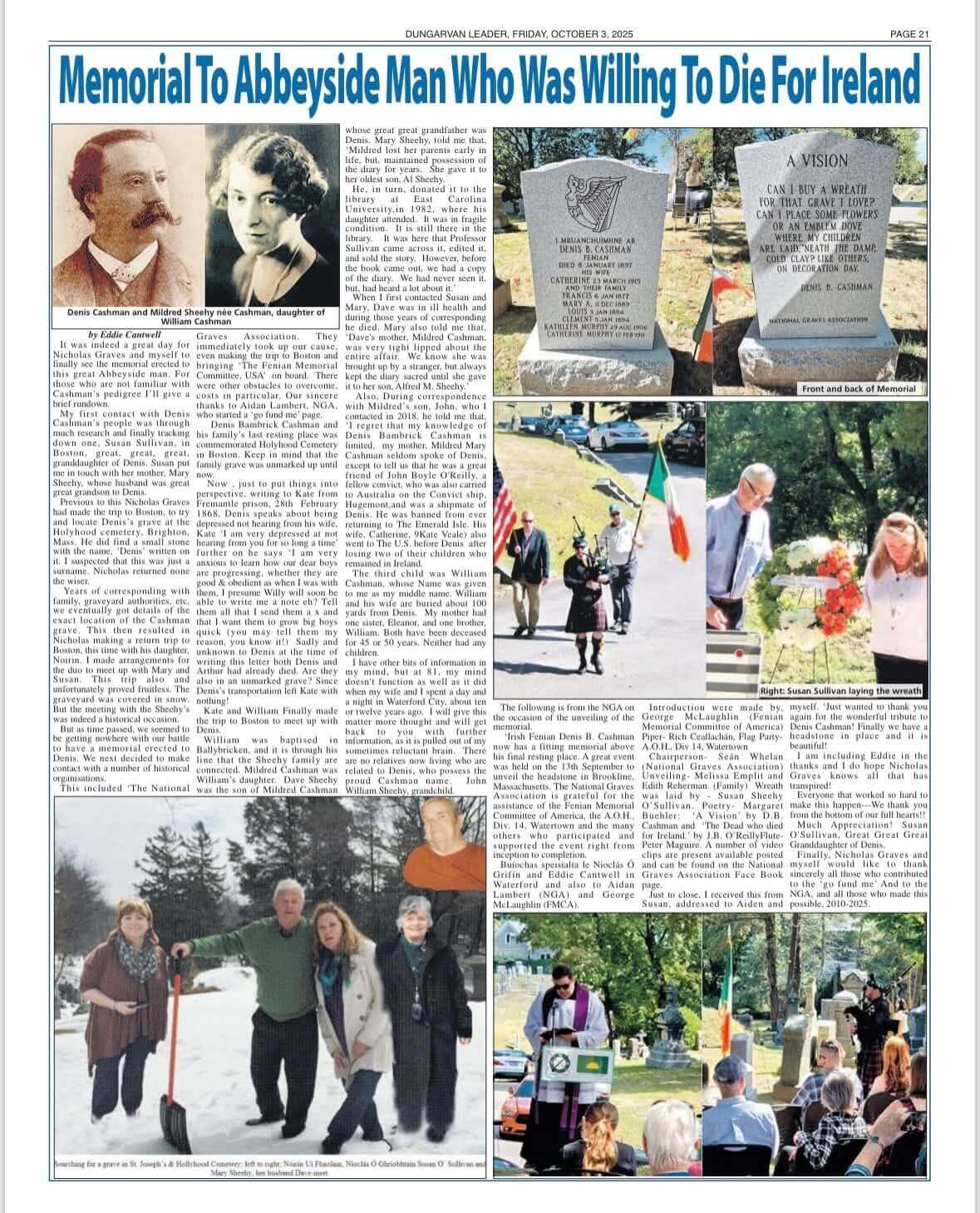 Denis Cashman Gravestone Unveiling